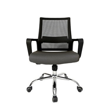 Silla Operativa Zen Plus OffiMobile, asiento gris, base cromada, vista frontal.