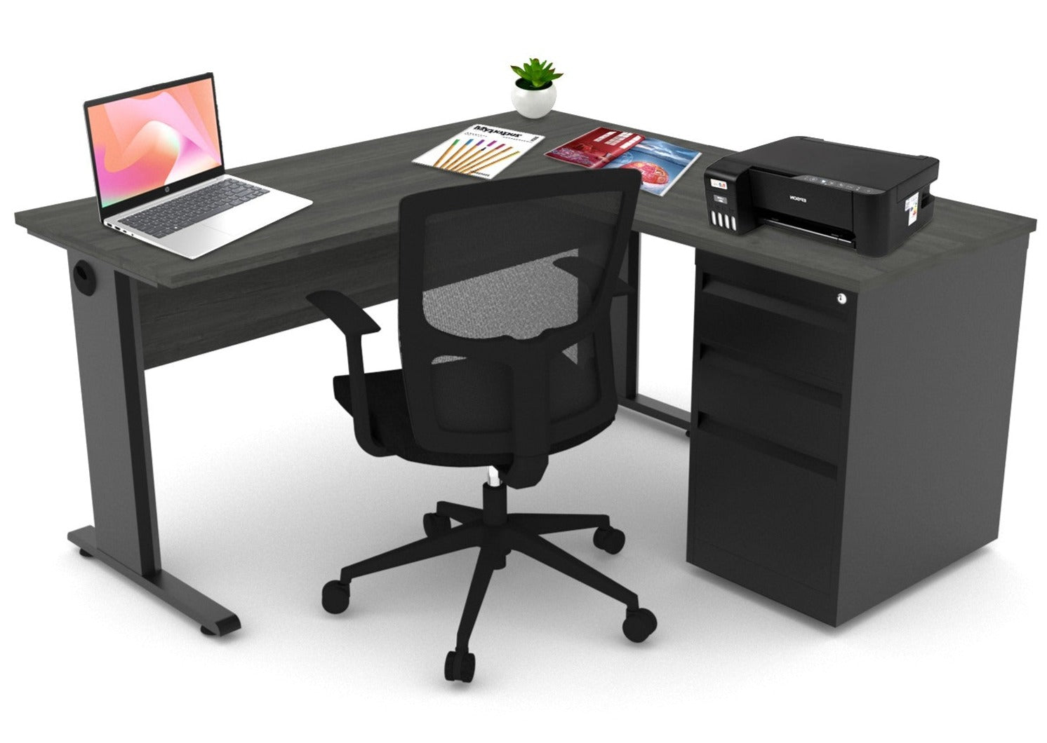 Escritorio semi ejecutivo ASLA Adapta 150x150 con archivero