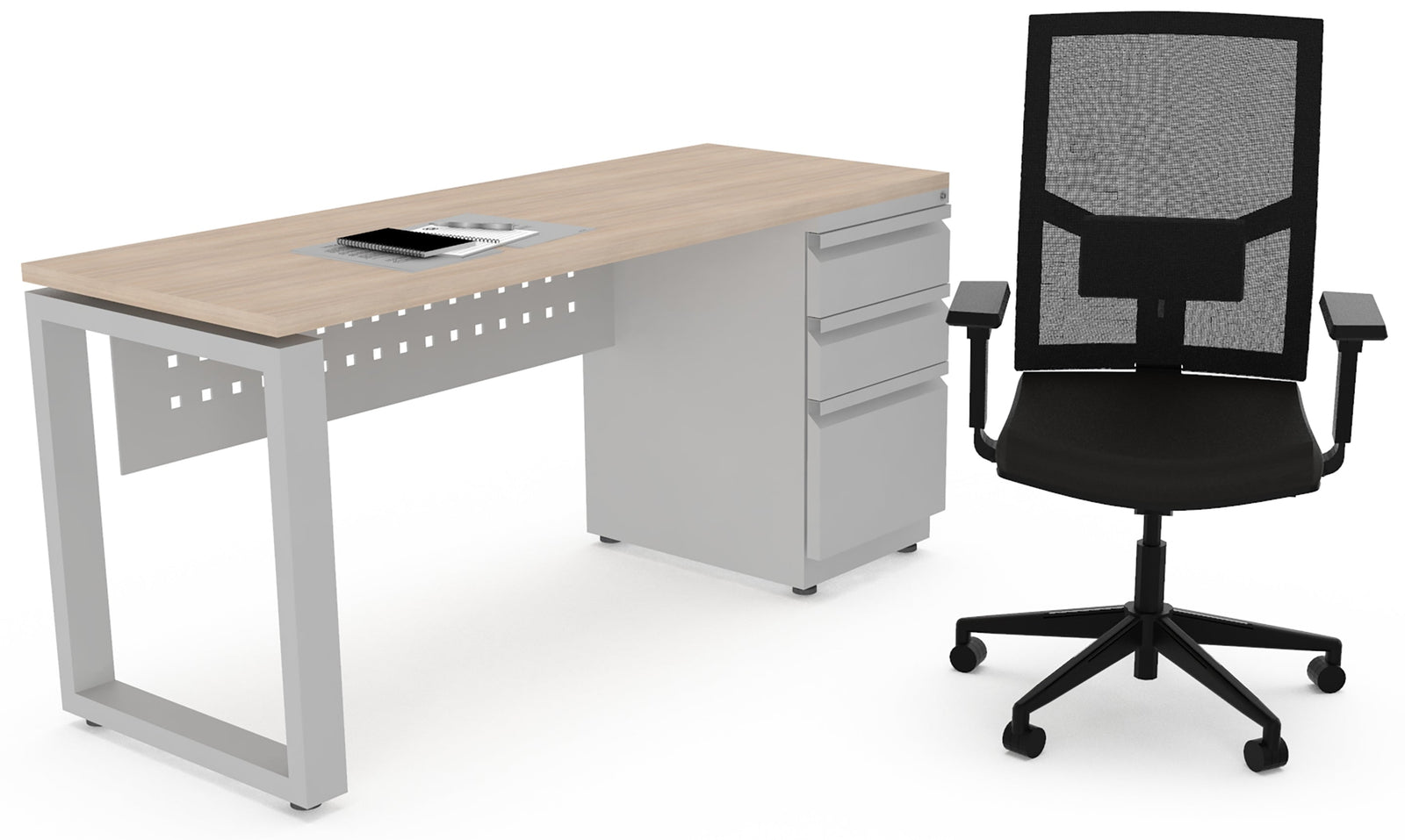 Escritorio operativo Quattro 120x60 con archivero