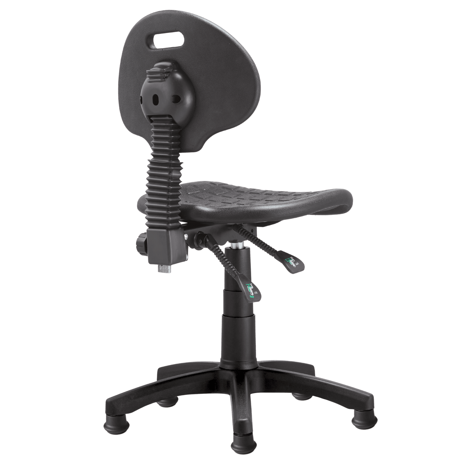 Silla Industrial S-Trial Baja, con regatones, vista posterior