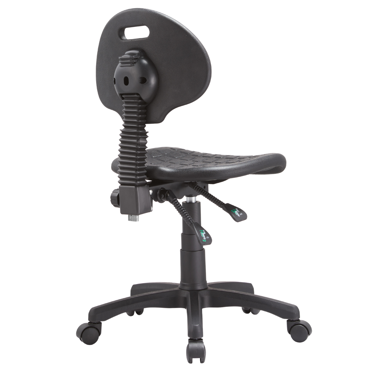 Silla Industrial S-Trial Baja, con rodajas, vista posterior