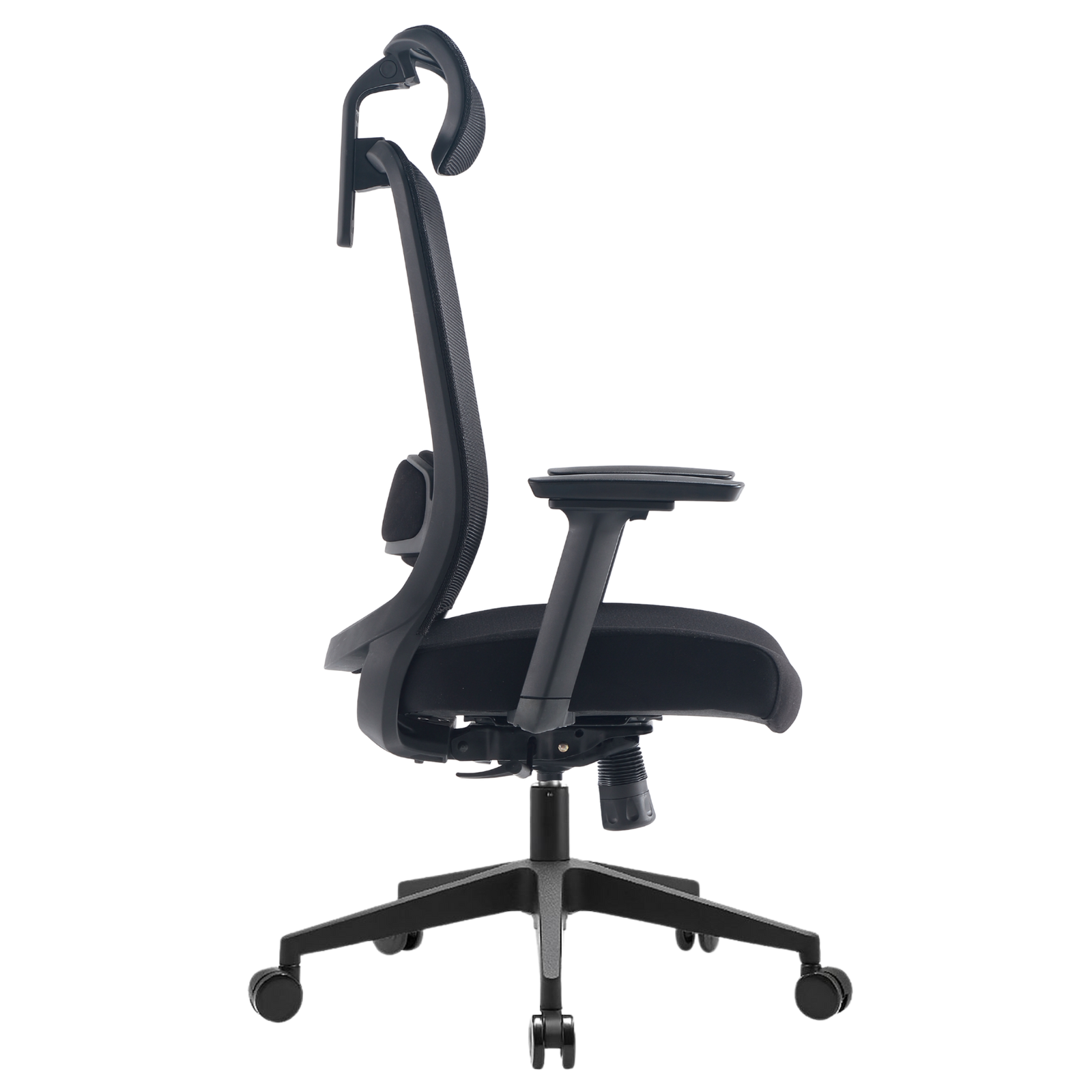 Silla ejecutiva Bolt Alta OffiMobile negra con base de nylon negra, vista lateral