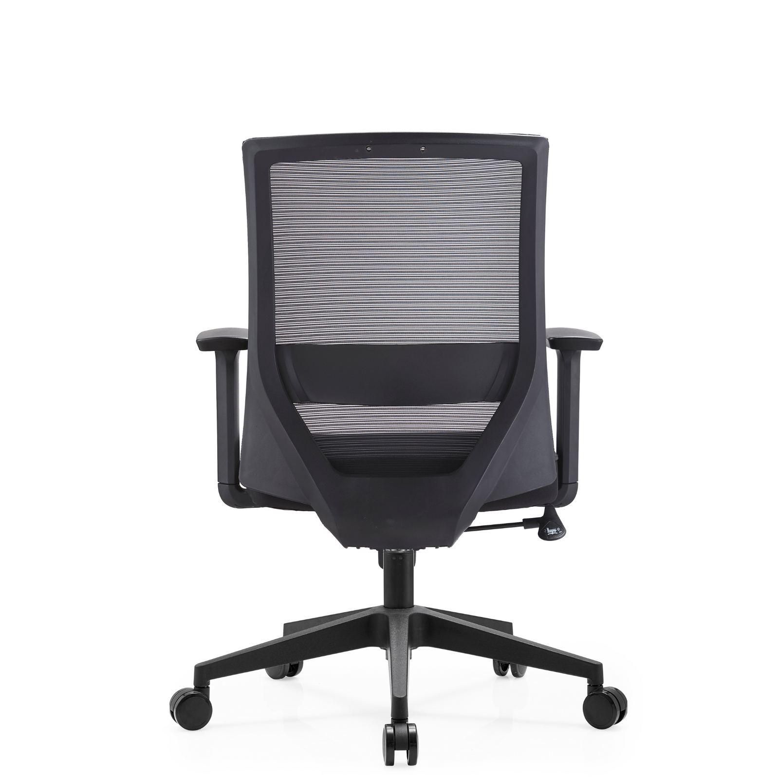 Silla Duna Baja OffiMobile, asiento negro, base negra, vista posterior.