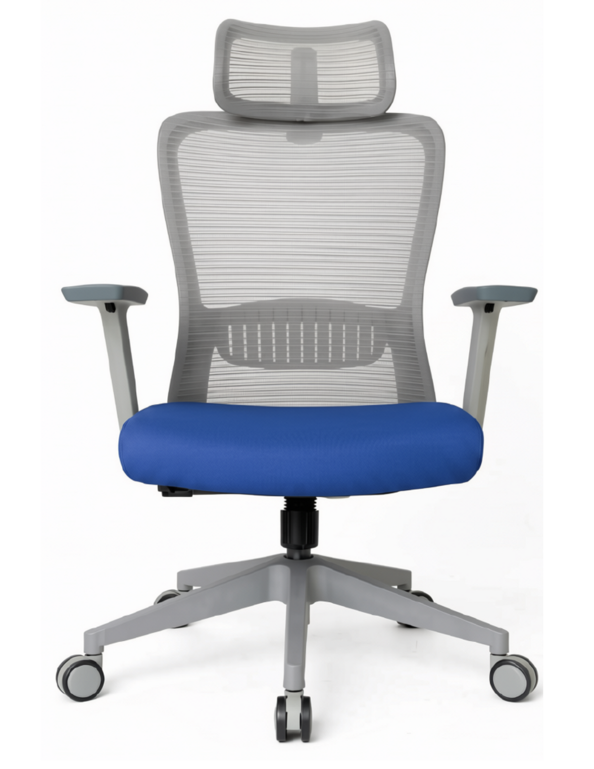 Silla Fent Gris Alta, tapiz azul, base gris | OffiMobile