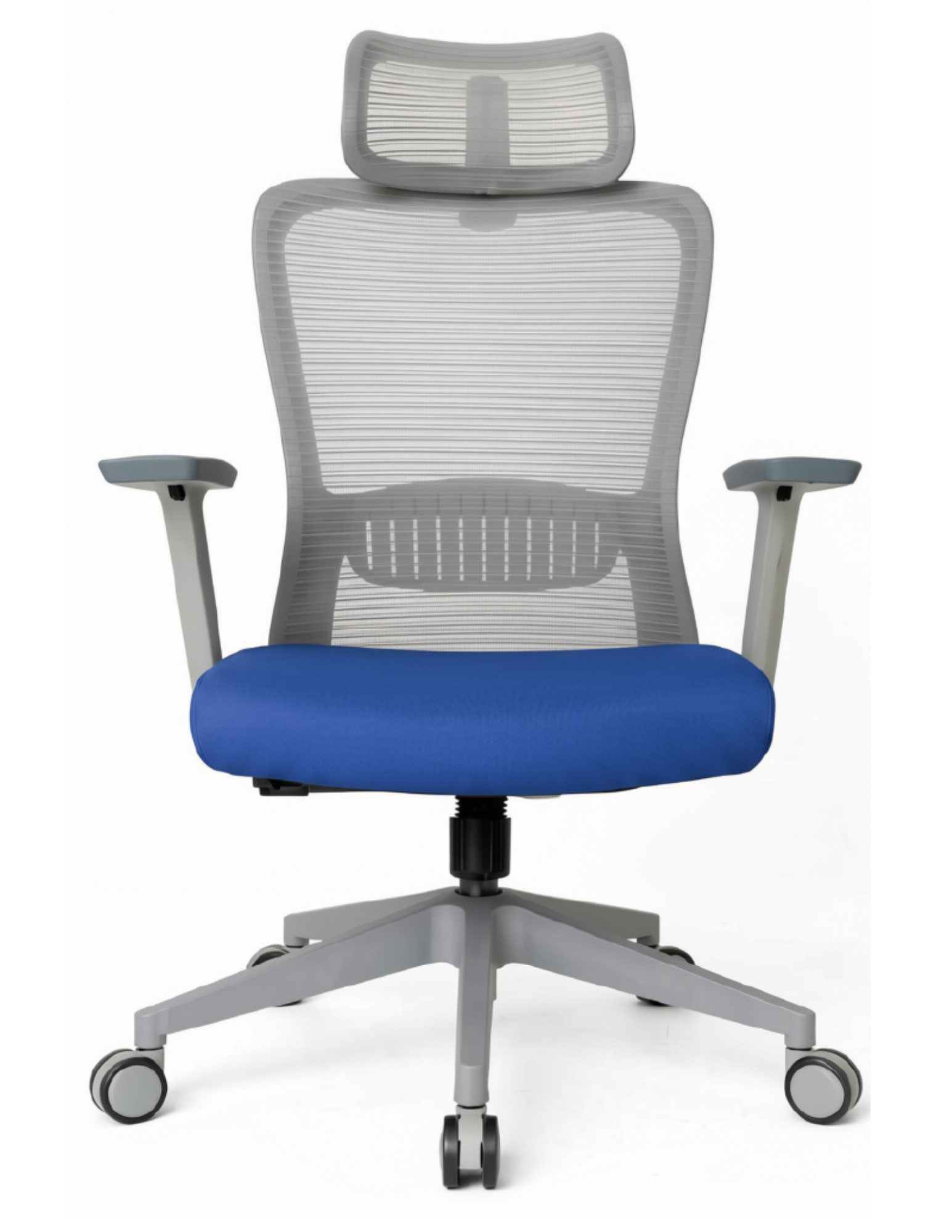 Silla Fent Gris Alta, tapiz azul, base gris | OffiMobile