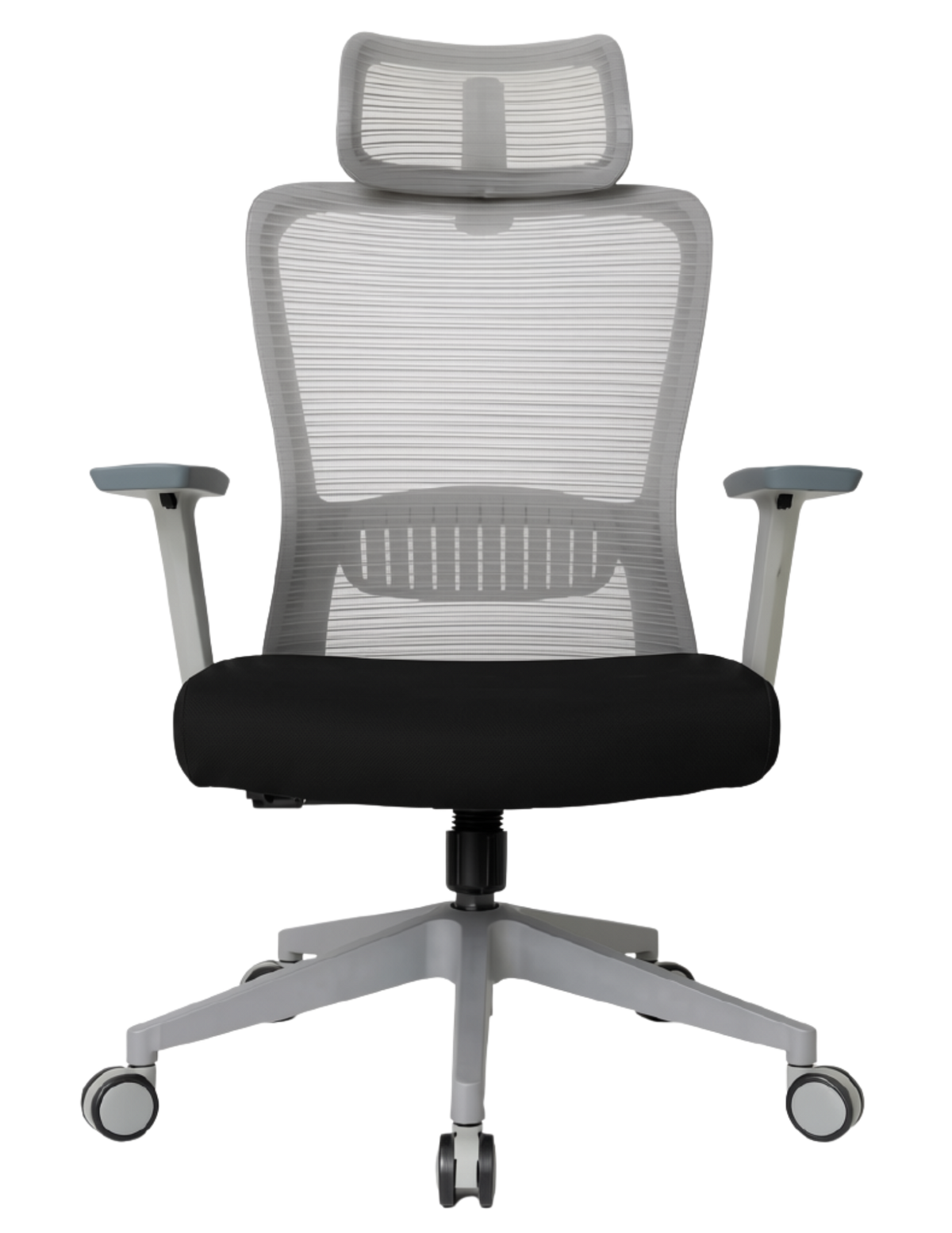 Silla Fent Gris Alta, tapiz negro, base gris | OffiMobile