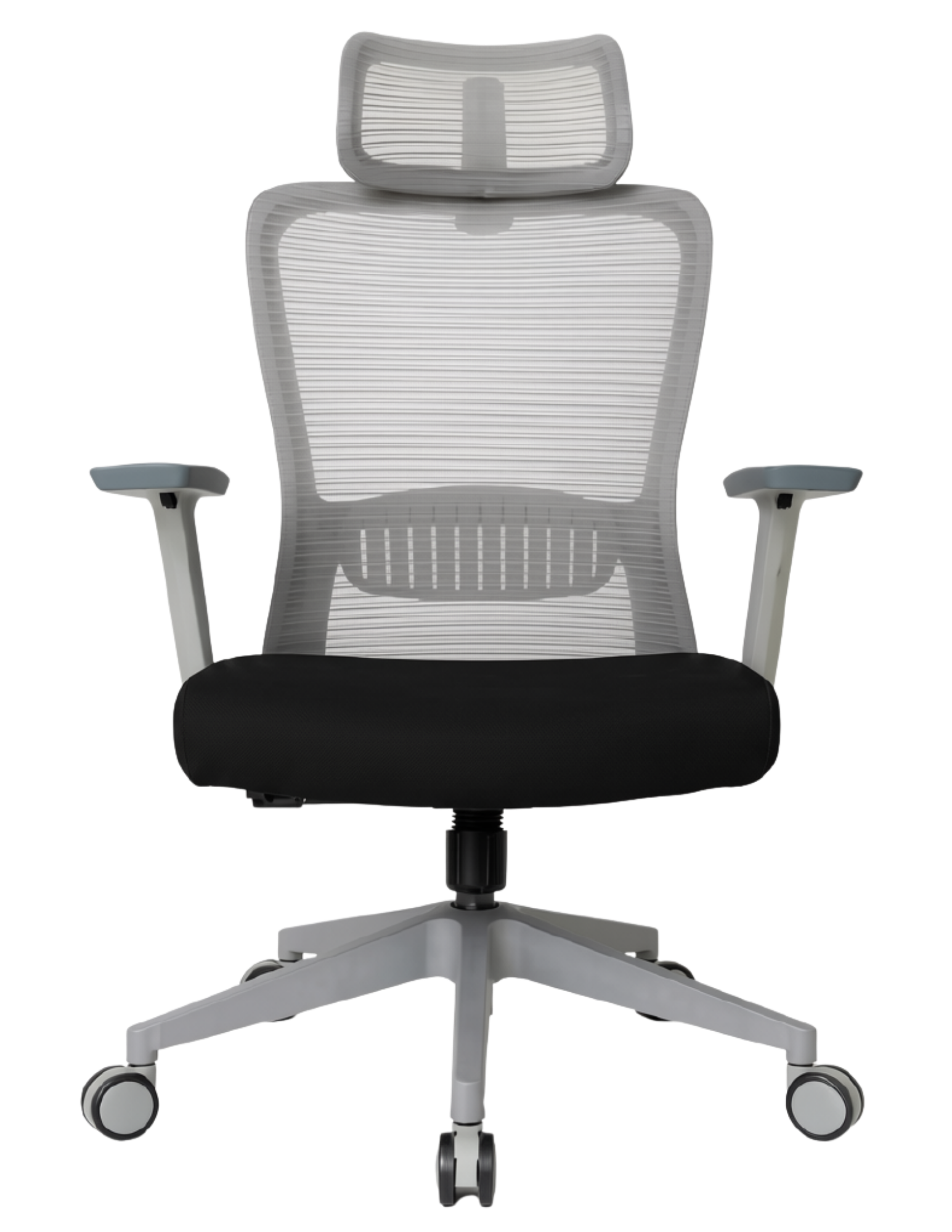 Silla Fent Gris Alta, tapiz negro, base gris | OffiMobile