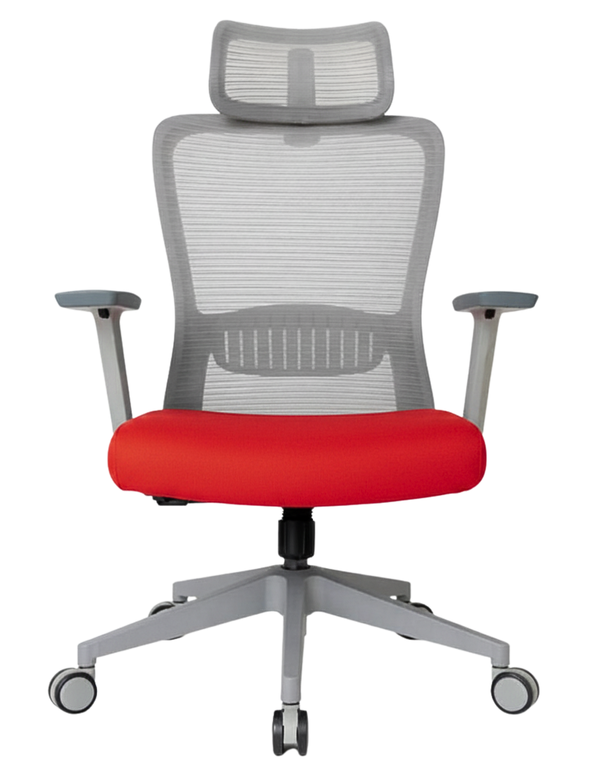 Silla Fent Gris Alta, tapiz rojo, base gris | OffiMobile