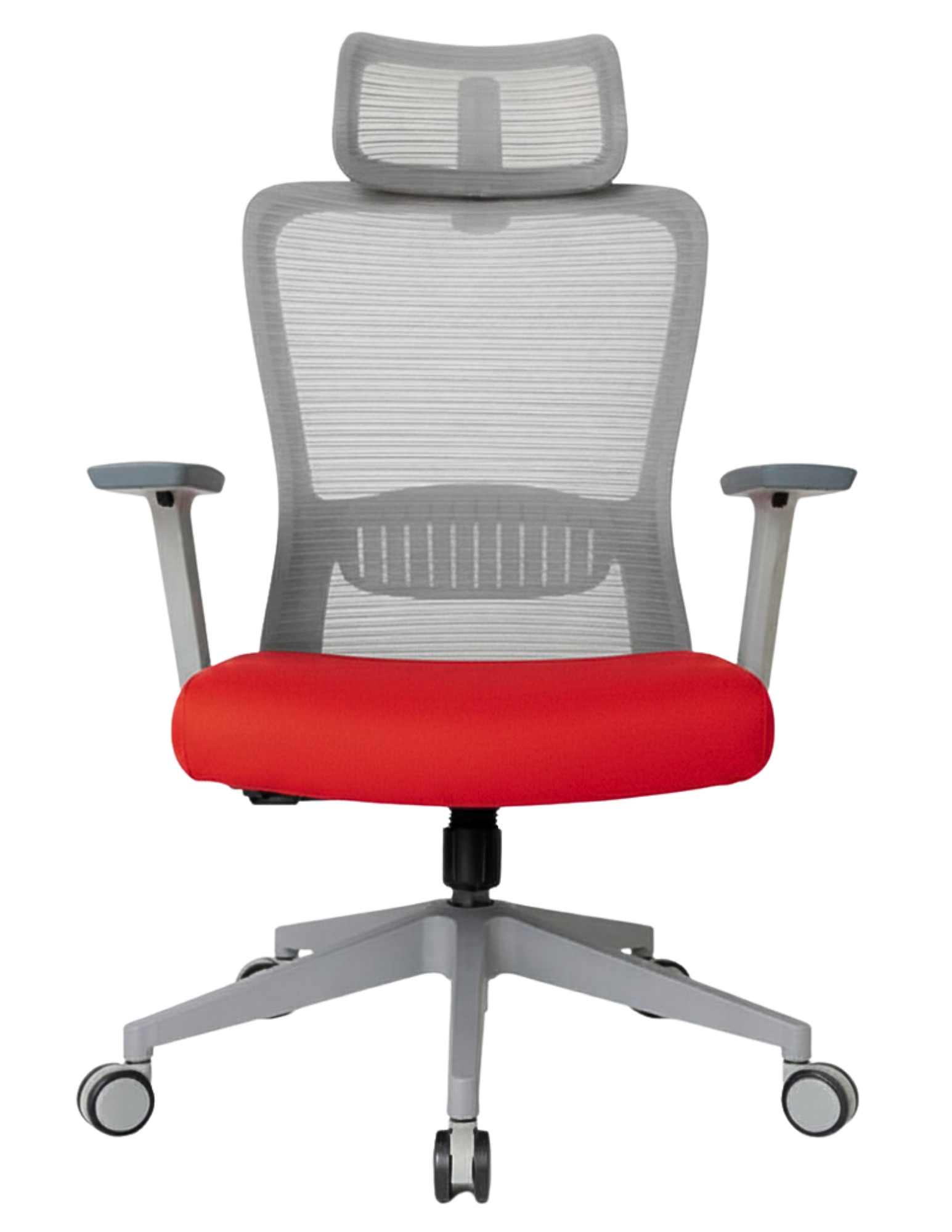 Silla Fent Gris Alta, tapiz rojo, base gris | OffiMobile