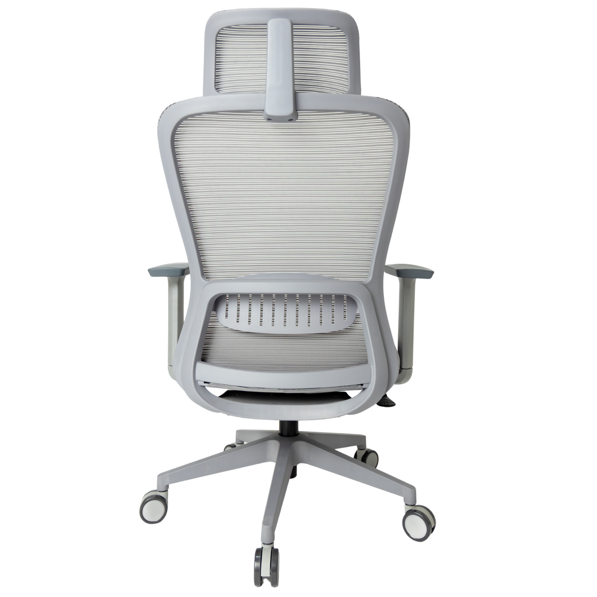 Silla Fent Gris Alta, tapiz gris, vista posterior con base gris