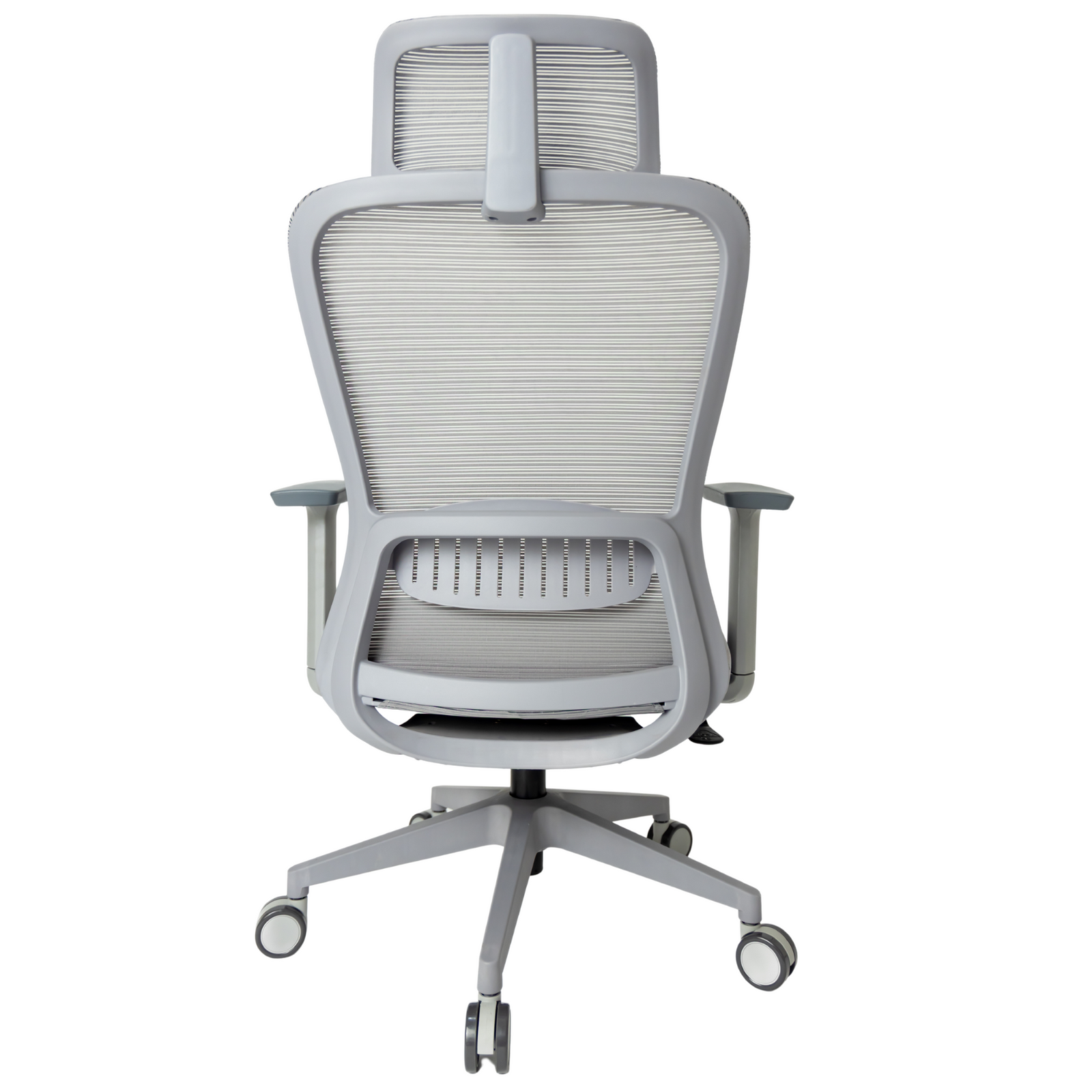 Silla Fent Gris Alta, tapiz gris, vista posterior con base gris