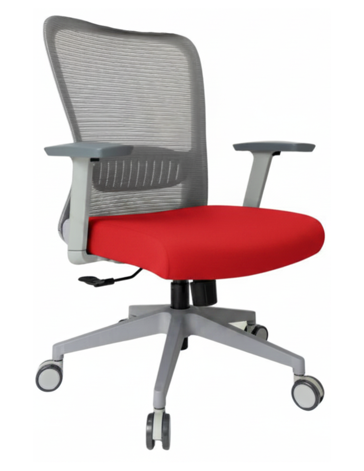 Silla Fent Gris Baja, tapiz rojo, base gris
