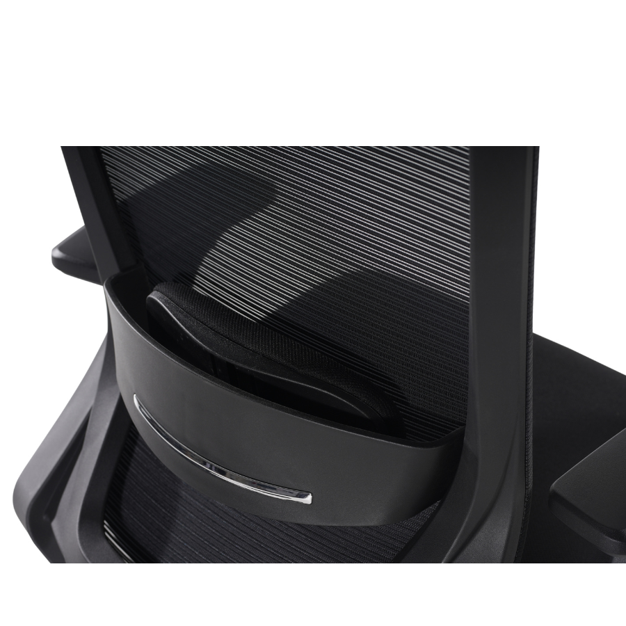 Silla Ejecutiva Kaze Negra RB OffiMobile, sin cabecera, detalle del soporte lumbar.