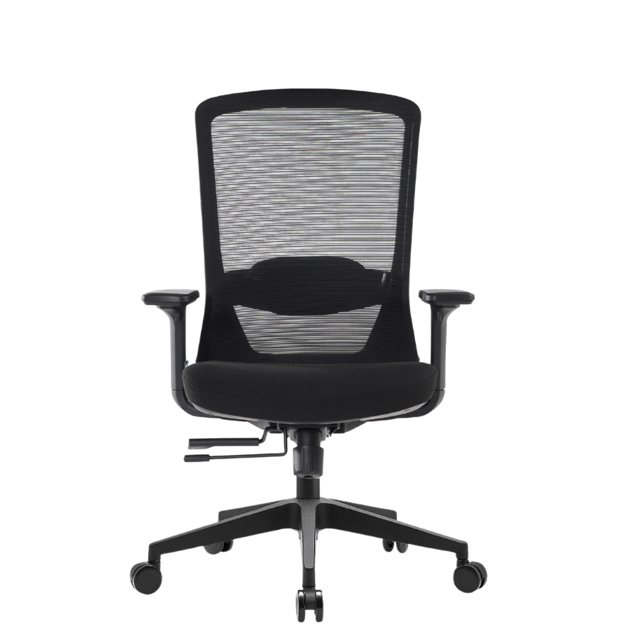 Silla Ejecutiva Kaze Negra RB OffiMobile, sin cabecera, base negra, vista frontal.