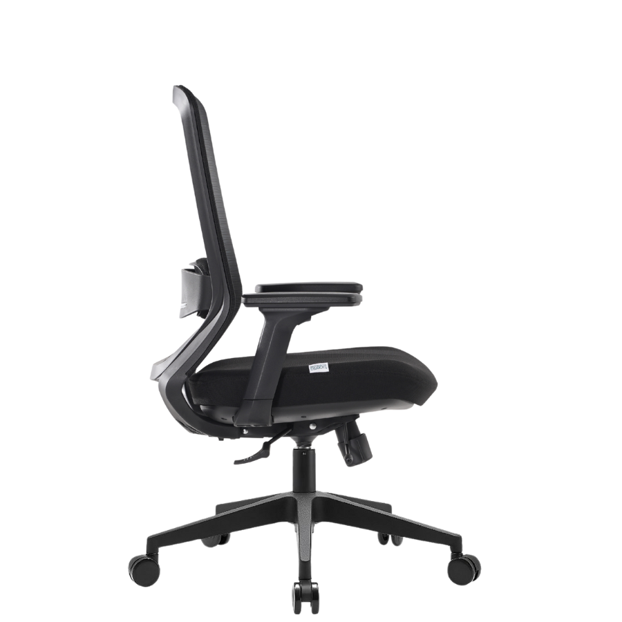 Silla Ejecutiva Kaze Negra RB OffiMobile, sin cabecera, base negra, vista lateral.