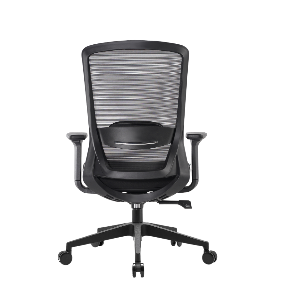 Silla Ejecutiva Kaze Negra RB OffiMobile, sin cabecera, base negra, vista posterior.