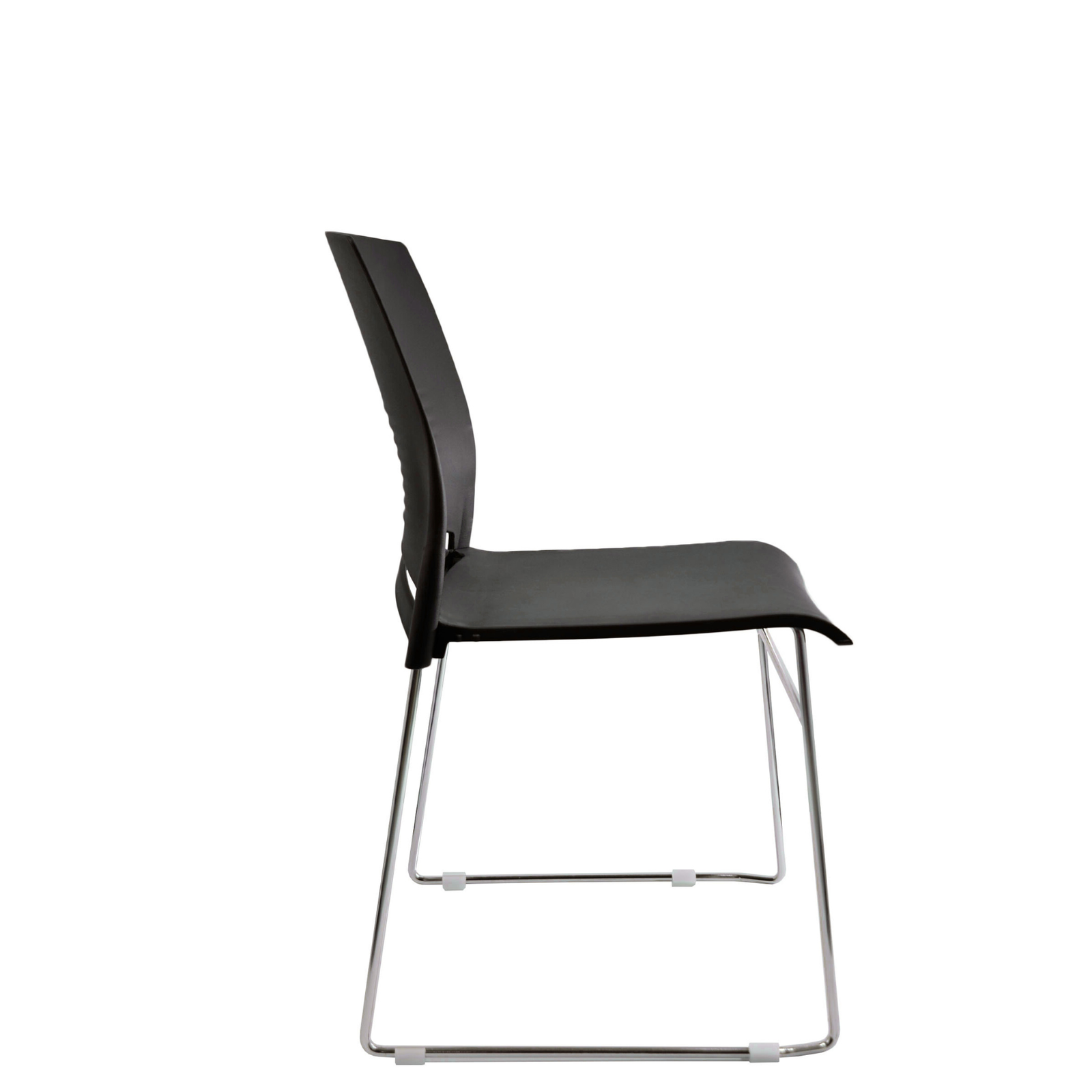 Nano E-50102, perfil del asiento moldeado, respaldo curvo y base de trineo, vista lateral