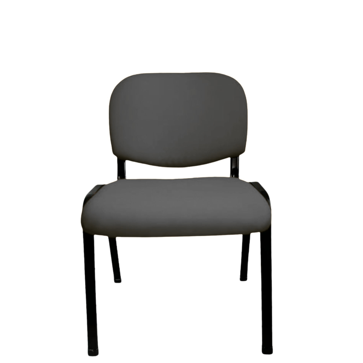 Nezo Tapizada gris, asiento y respaldo acolchados y estructura negra, vista frontal