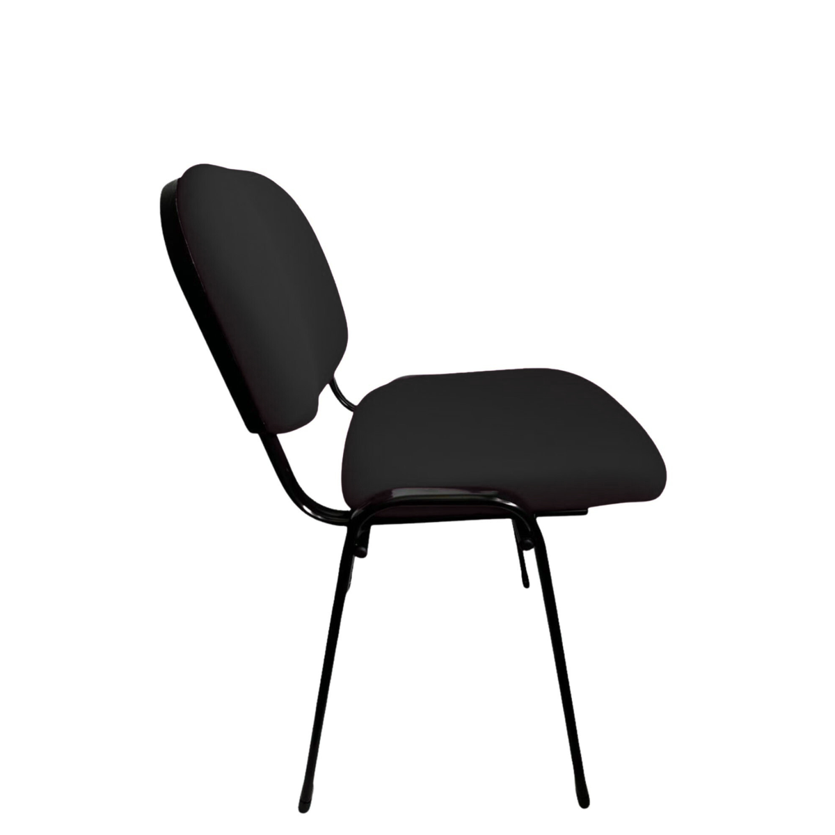 Nezo Tapizada negra, acolchado de asiento y respaldo con estructura ovalada, vista lateral en perspectiva