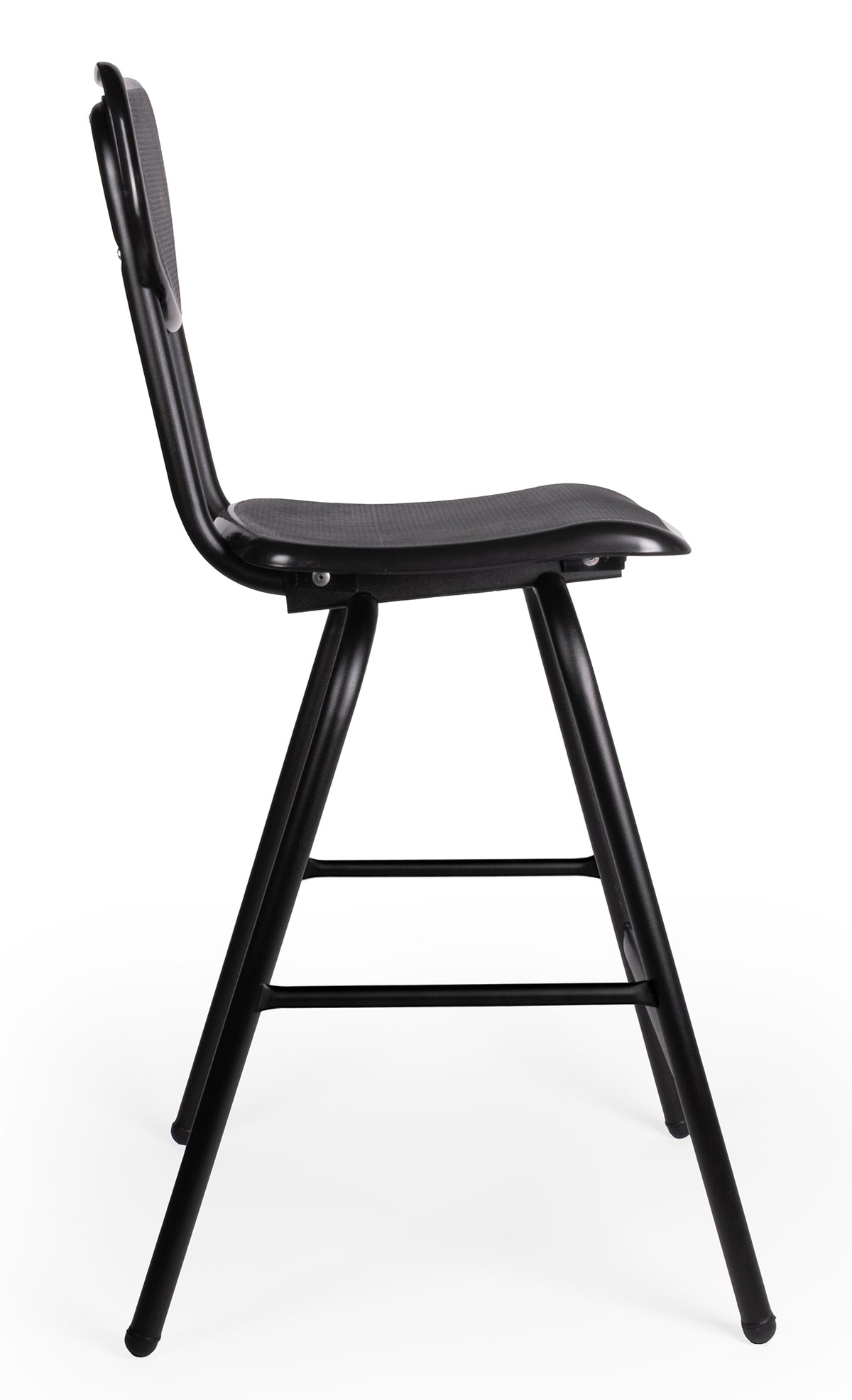 Banco Oliver OHV-141 en polipropileno negro — vista lateral