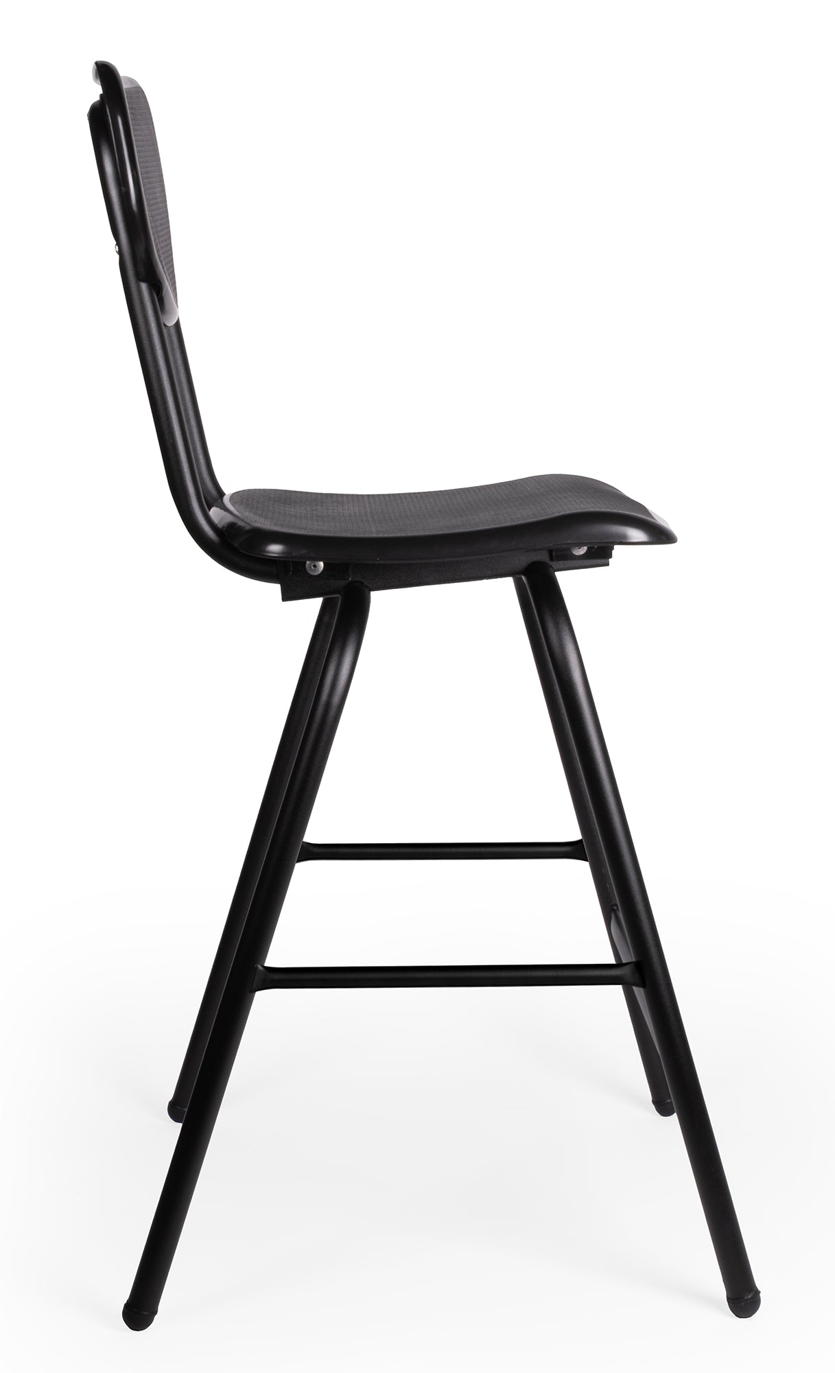 Banco Oliver OHV-141 en polipropileno negro — vista lateral