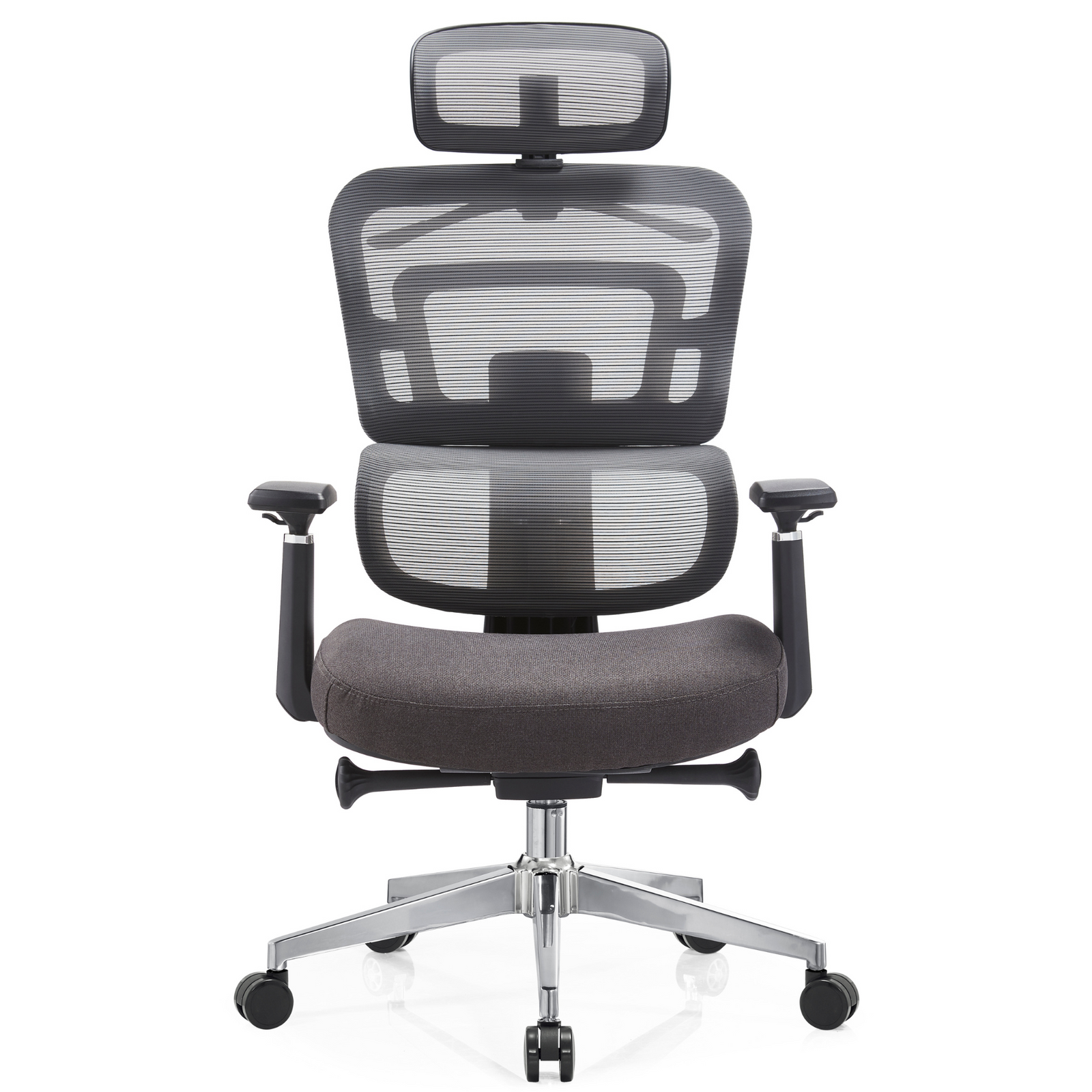 Silla Zoe Alta OffiMobile, tapiz Terracota (Gris), base cromada, vista frontal