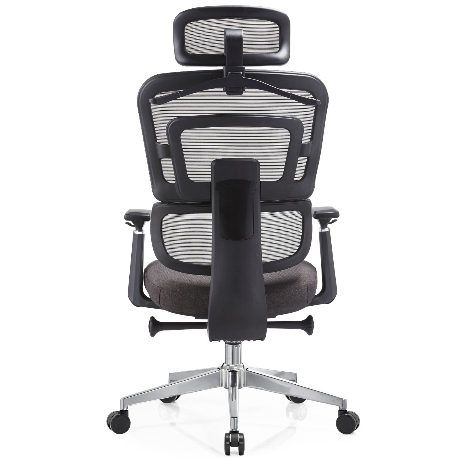 Silla Zoe Alta OffiMobile, tapiz Terracota (Gris), base cromada, vista posterior