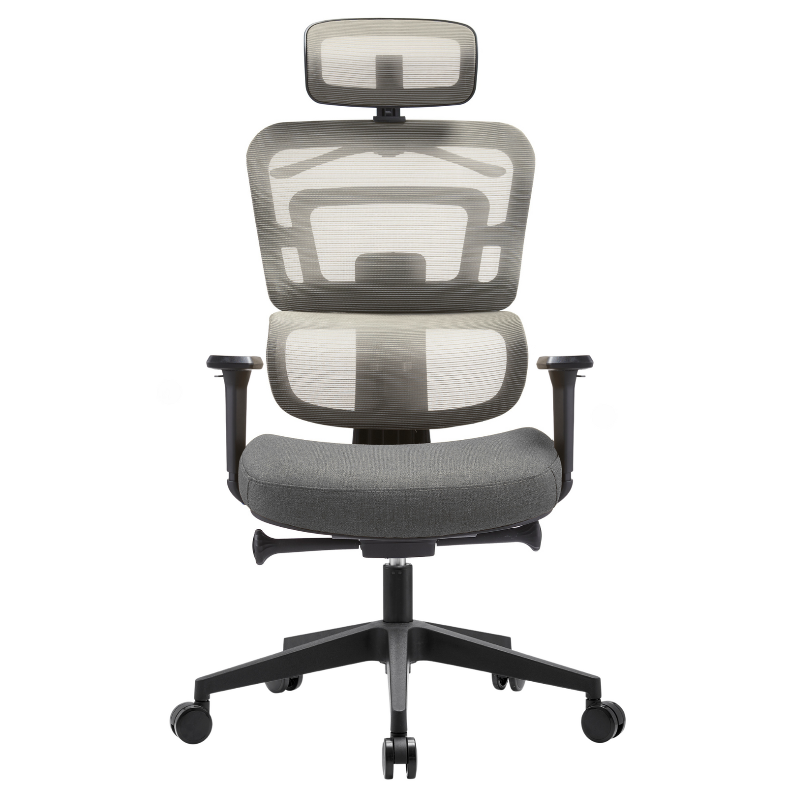 Silla Zoe Alta OffiMobile, tapiz Terracota (Gris), base negra, vista frontal
