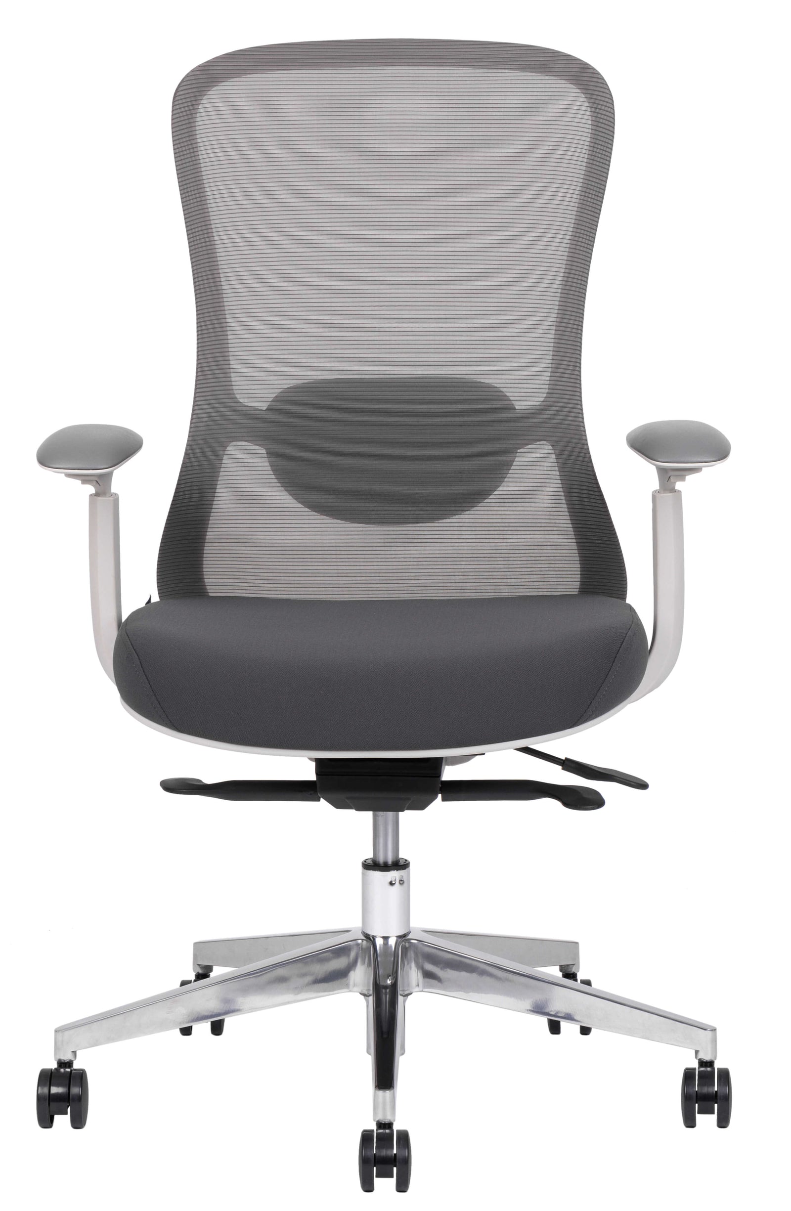Silla ejecutiva ergonómica Energy White RB con respaldo de malla blanca y base de aluminio en oficina moderna
