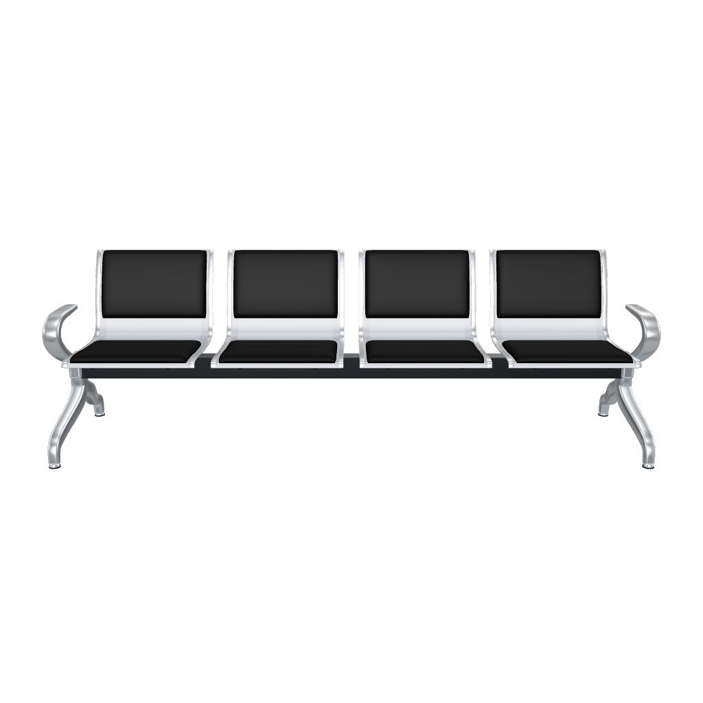 Bench Plus 4 plazas tapizada en vinil negro - modelo 3D de referencia