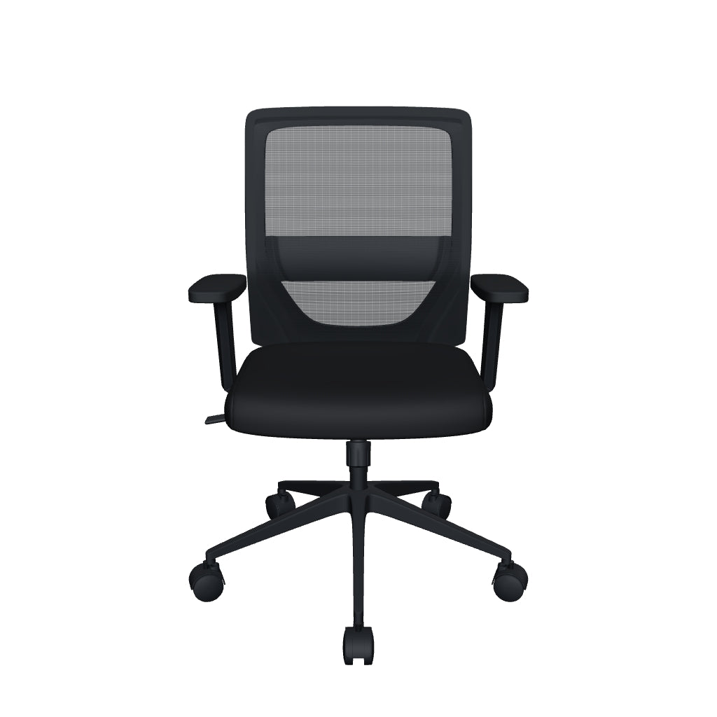 Silla Duna Baja OffiMobile, modelo 3D con bases negra y cromada configurables.