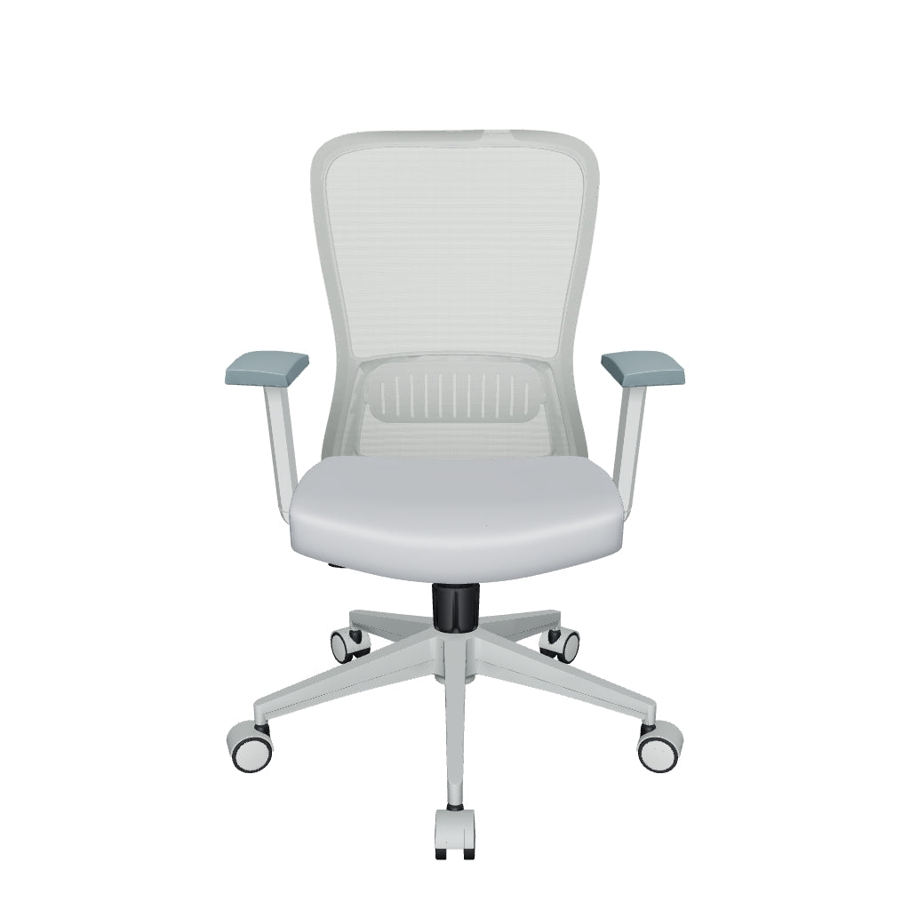 Silla de Oficina Ejecutiva Ergonómica - Fent RB Gris Claro - Respaldo en Malla y Asiento Tapizado