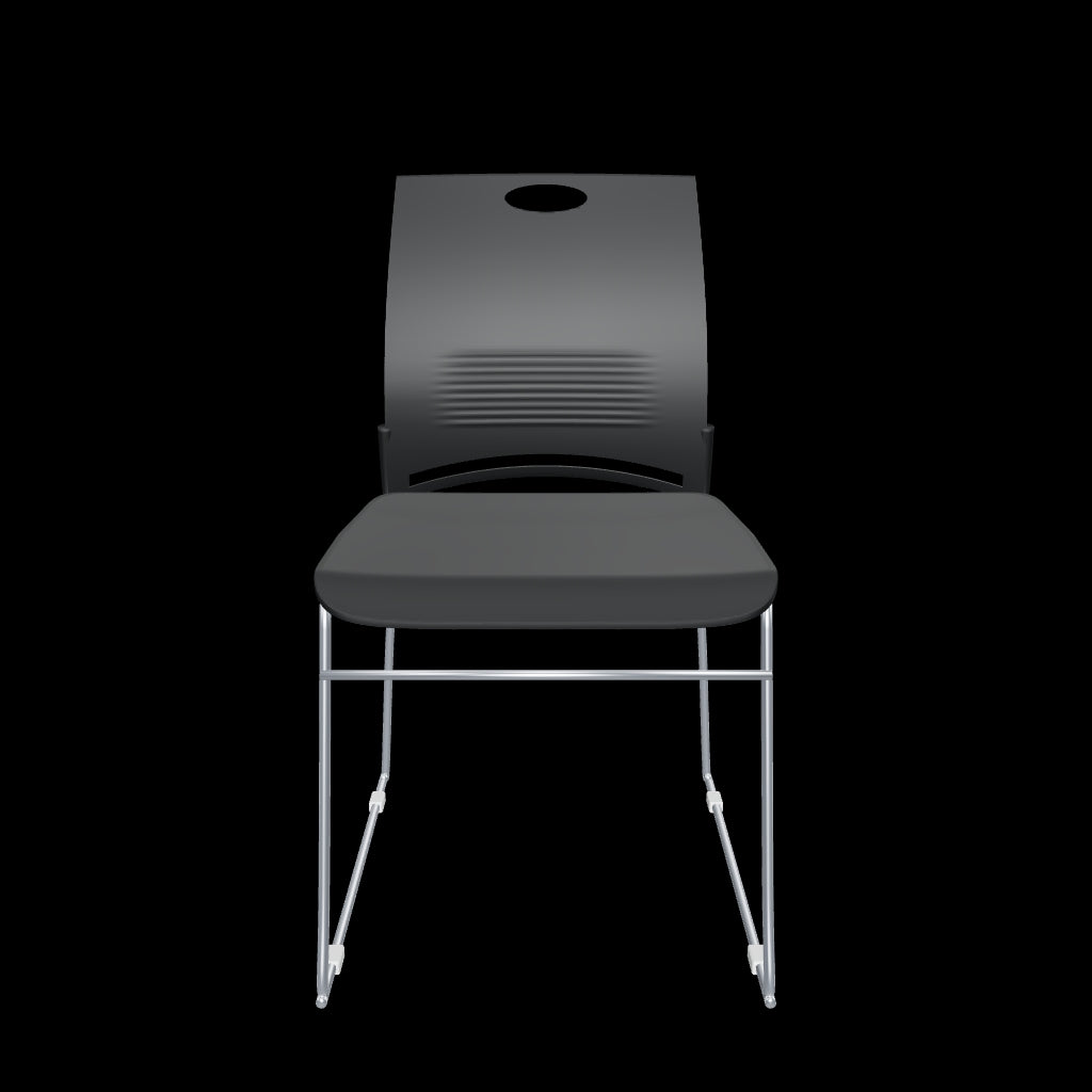 Nano E-50102 negra, modelo 3D orientativo de silla de visita de polipropileno con trineo cromado