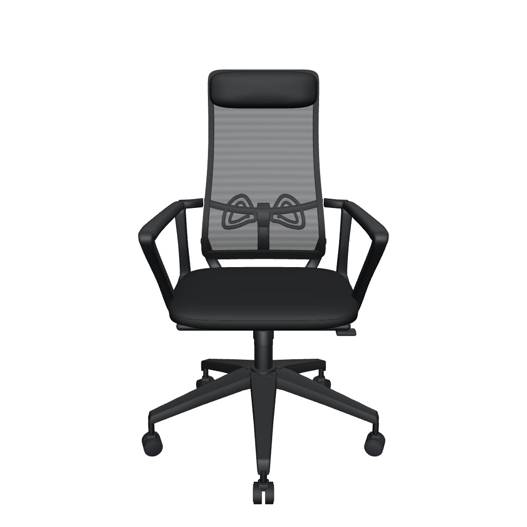 Silla Ejecutiva Rino negra — modelo 3D de referencia con proporciones aproximadas