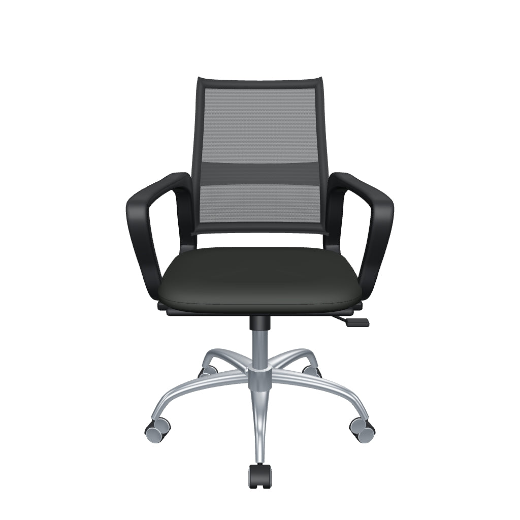 Modelo 3D de silla operativa Zen Plus OffiMobile, asiento gris, azul, negro o rojo y base cromada o negra. Reconstrucción visual desde fotografías.