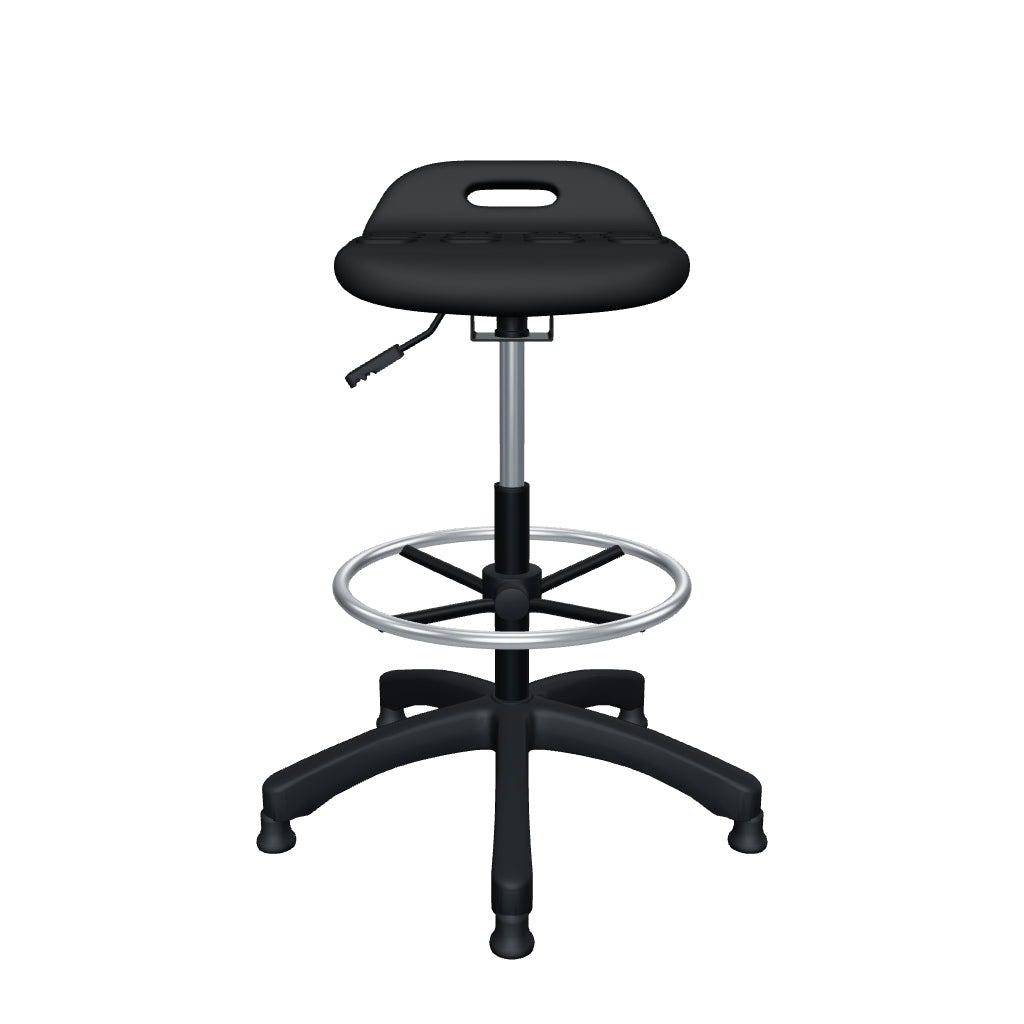 Banco Alto Ergonómico para Barra, Cafetería y Oficina - Industrial B-trial Cajera c - Negro
