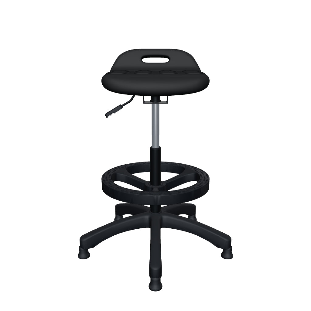 Banco Alto Ergonómico para Barra, Cafetería y Oficina - Industrial B-trial Cajera n - Negro