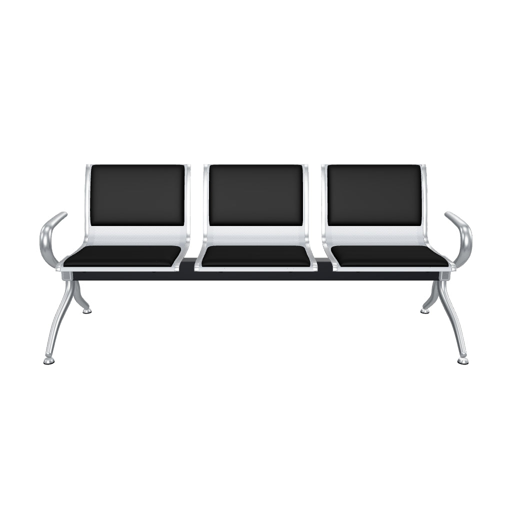 Banca de Espera para Recepción y Oficina - Bench Basic 3 Plazas Tapizada - Negro