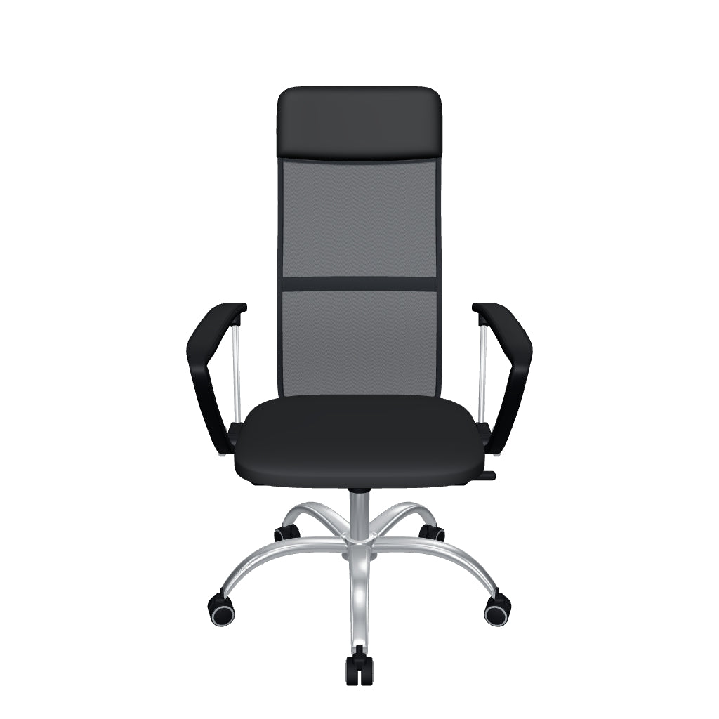 Silla de Oficina Ejecutiva Ergonómica - Jolet - Respaldo en Malla y Asiento Tapizado - Brazos Fijos