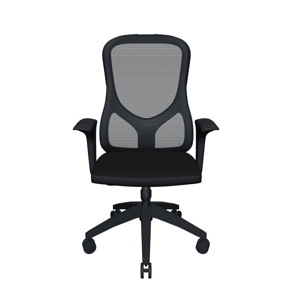 Silla de Oficina Operativa Ergonómica - Otto - Respaldo en Malla y Asiento Tapizado - Brazos Fijos