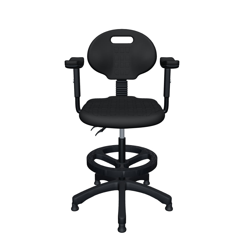 Silla Industrial Ergonómica para Taller y Laboratorio - Industrial S-trial Cajera n Con - Negro