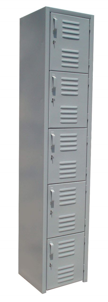 Locker metálico 5 puertas Crisol gris ventilado para oficina
